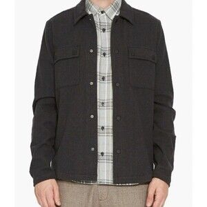 CIVIL SOCIETY Shirt Jacket Mens Small Charcoal Gray Snap Button Cotton Knit